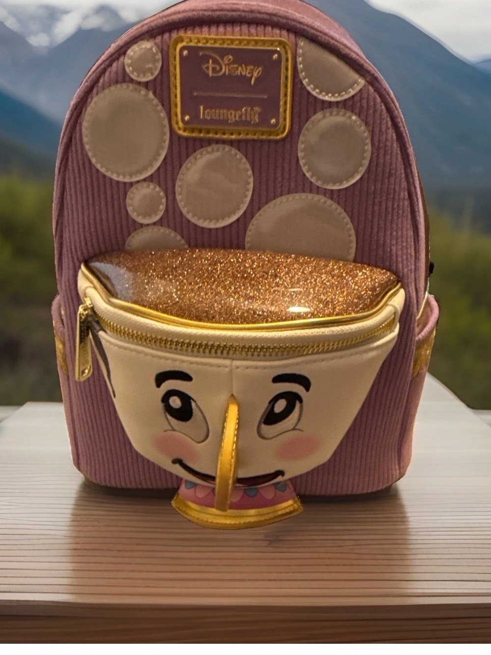 Disney Loungefly Chip Mini Backpack - purple with Gold Accents*